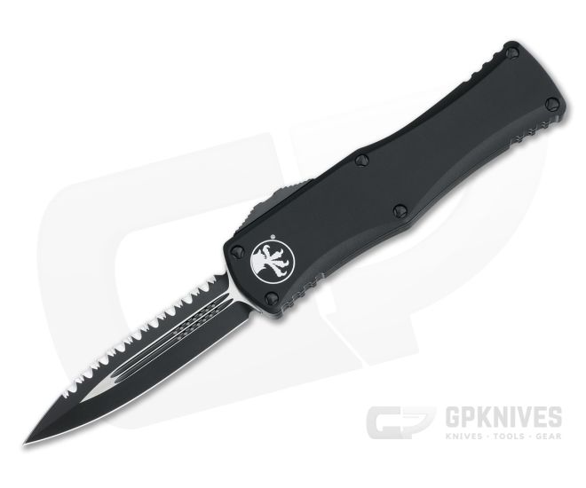 Microtech Hera D/E Tactical Full Serrated Double Edge Black OTF Automatic 702-3T - MT-702-3T