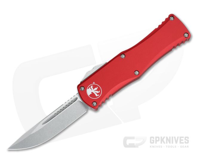 Microtech Hera S/E Stonewashed Single Edge Red OTF Automatic 703-10RD - MT-703-10RD