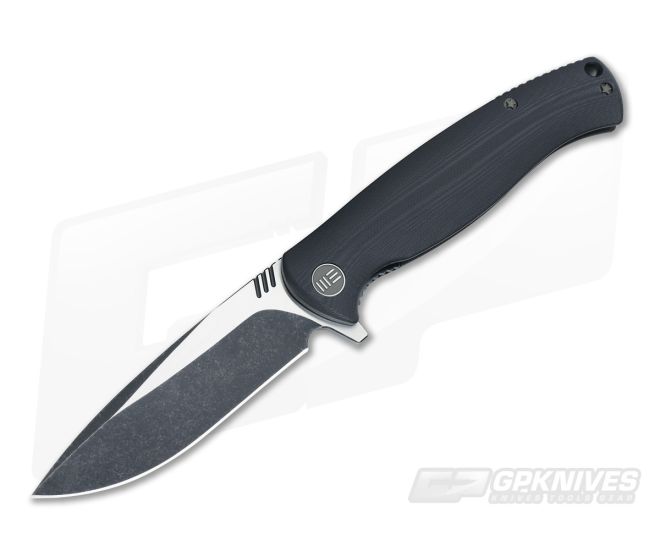 WE Knife Co 703E Flipper Black G10 Black Stonewash-Satin D2 - WE-703E