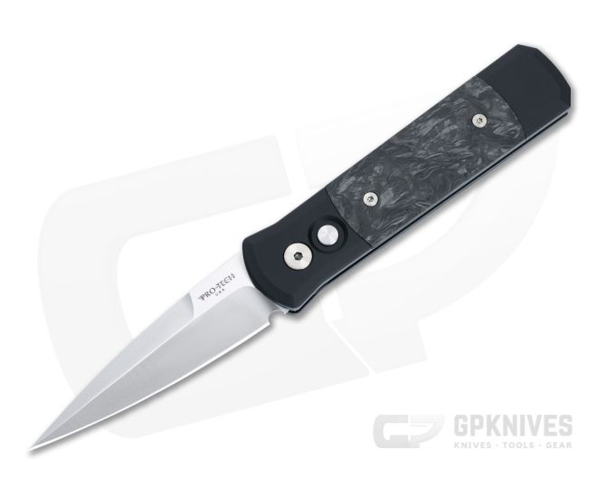 Protech Godson Black Aluminum Dark Matter FatCarbon Inlays Satin 154CM Spear Point 704-DM - PT-704-DM