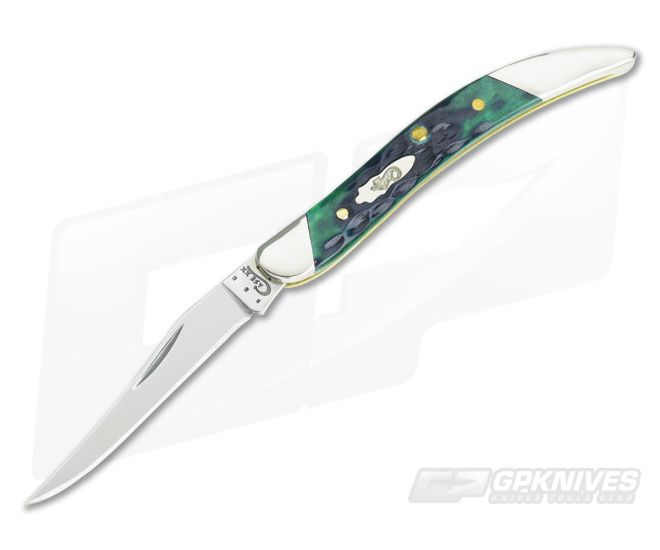 Case Tiny Toothpick Slanted Bolster Jigged Hunter Green Bone - CA-70491