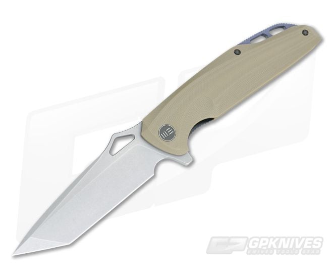 WE Knife Co 706D Flipper Tan G10 Stonewash D2 - WE-706D