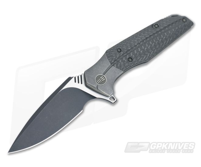 WE Knife Co Nitida 707A Grey Titanium Flipper Carbon Fiber Black SW S35VN - WE-707A