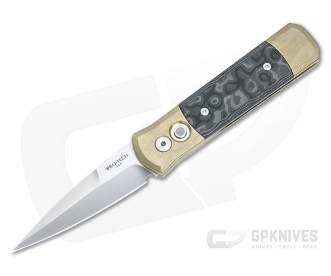 Protech Godson Limited Satin 154CM Stonewashed Bronze Al Camo Fat Carbon Automatic 7114-CAMO - PT-7114-CAMO