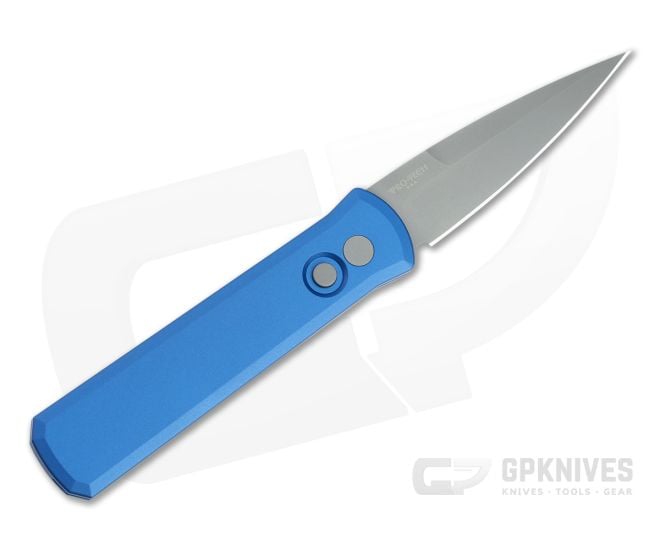 Protech Godson Auto Left Hand Blue Handle Blasted Blade - PT-720-BLUE-LH