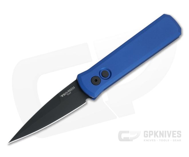 Protech Knives Godson Blue Aluminum Black Blade Auto 721-BLUE - PT-721-BLUE