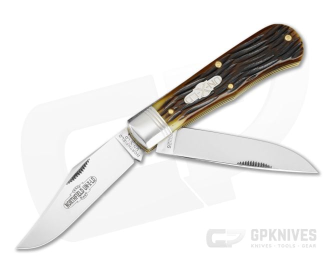 Great Eastern Cutlery Northfield UN-X-LD #72 French Creek Trapper Antique Yellow Jigged Bone 1095 Carbon Steel Two-Blade Pocket Knife (3.87" Closed) 728226 - GEC-728226-AYJB