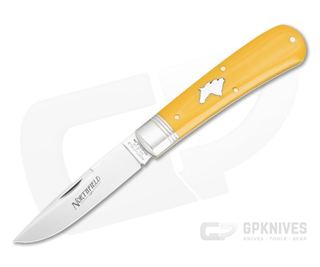 Northfield #74 Mustang Yellow Linen Micarta SATIN - GEC-745125-YLM-SATIN