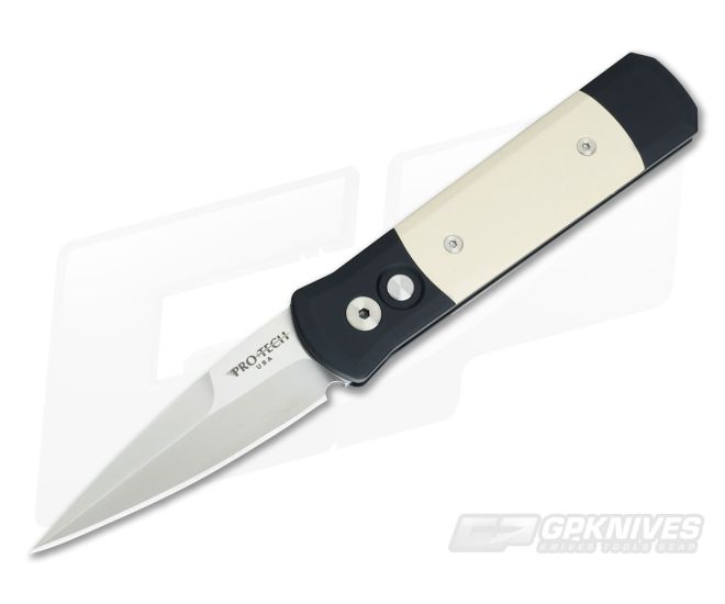 Protech Knives Godson Tuxedo Satin Blade Ivory Micarta Inlays 751 - PT-751