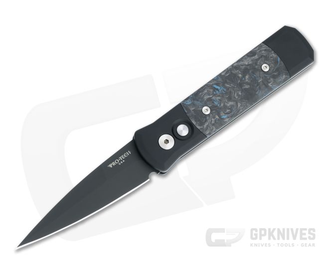 Protech Knives Godson DLC 154CM Blue Dark Matter Fat Carbon Inlaid Automatic 7FC31 - PT-7FC31