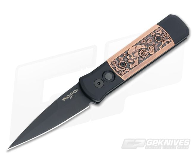 Protech Godson Copper Steampunk Limited Black Automatic Knife 7SP-3 - PT-7SP-3