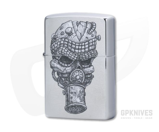 Zippo Lighter Brushed Chrome Apocalyptic Skull Mask - ZI-80214