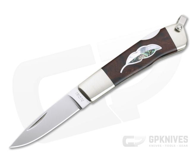 Moki Knives Leaf Ironwood Pearl Abalone Inlaid Lock Back Folder 810IL - MK-810IL