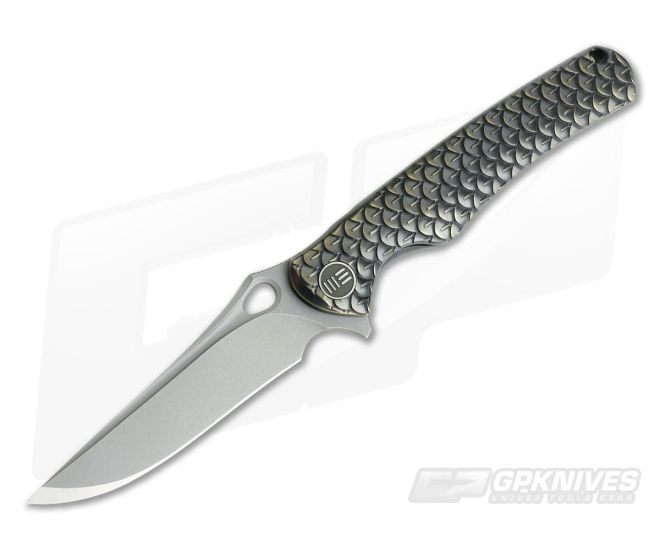 WE Knives 819A Drakon Bronze Titanium Integral Flipper Stonewashed M390 - WE-819A
