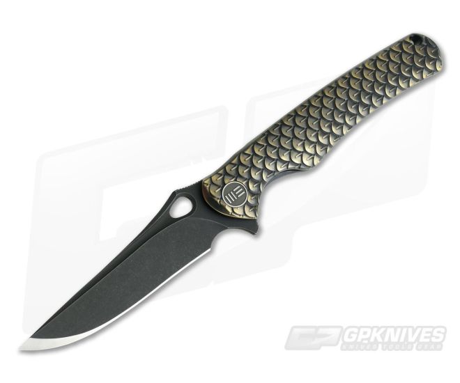 WE Knives 819B Drakon Bronze Titanium Integral Flipper Black Stonewash M390 - WE-819B