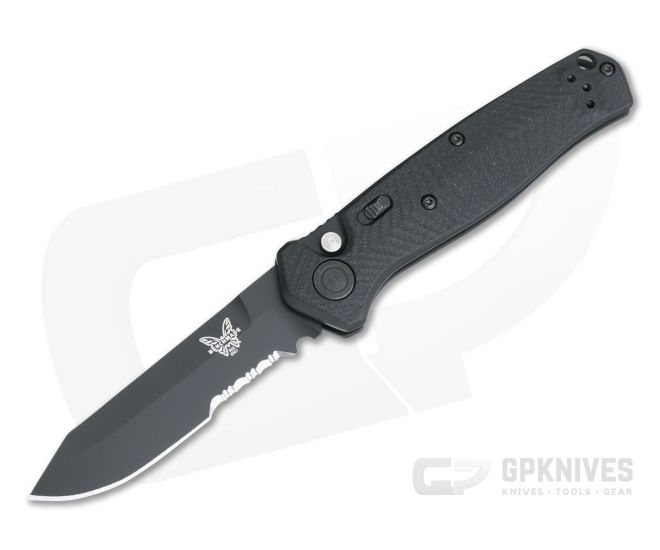 Benchmade Mediator Auto Black S90V Serrated Reverse Tanto G10 Button Lock Automatic 8551SBK - BM-8551SBK