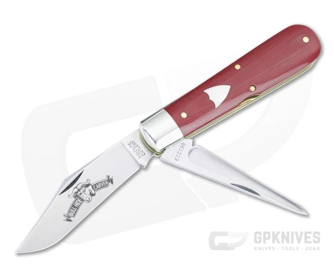 Tidioute Cutlery #86 Harness Jack Red Linen Micarta 1095 Clip and Punch Blades 861223P-RLM - GEC-861223P-RLM