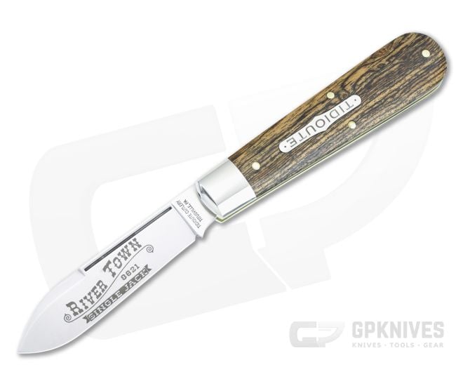 Tidioute Cutlery #86 River Town Single Jack Exotic Mexican Bocote Wood 1095 Spear Blade 862123-EMBW - GEC-862123-EMBW