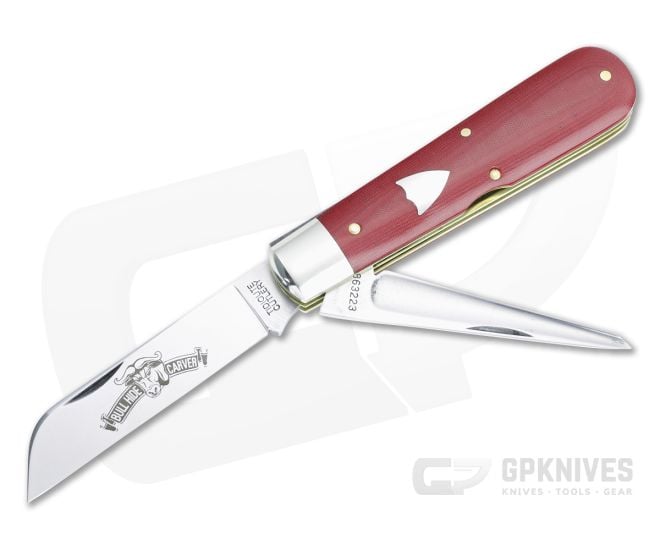 Tidioute Cutlery #86 Harness Jack Red Linen Micarta 1095 Sheepsfoot and Punch Blades 863223P-RLM - GEC-863223P-RLM