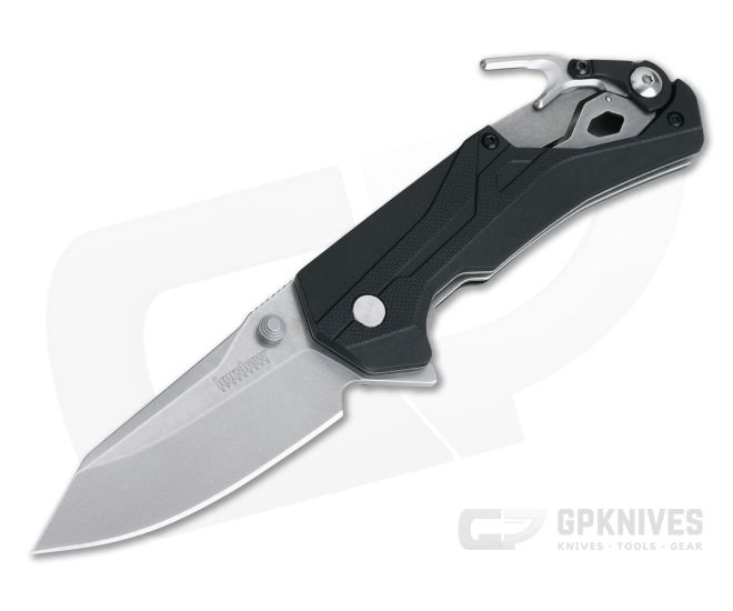 Kershaw Drivetrain Stonewashed D2 Black GFN Assisted Liner Lock Flipper Rescue Knife 8655 - KS-8655