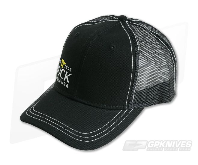 Buck Knives Yellow Anvil Logo Black Mesh Adult Hat 89122 - BU-89122