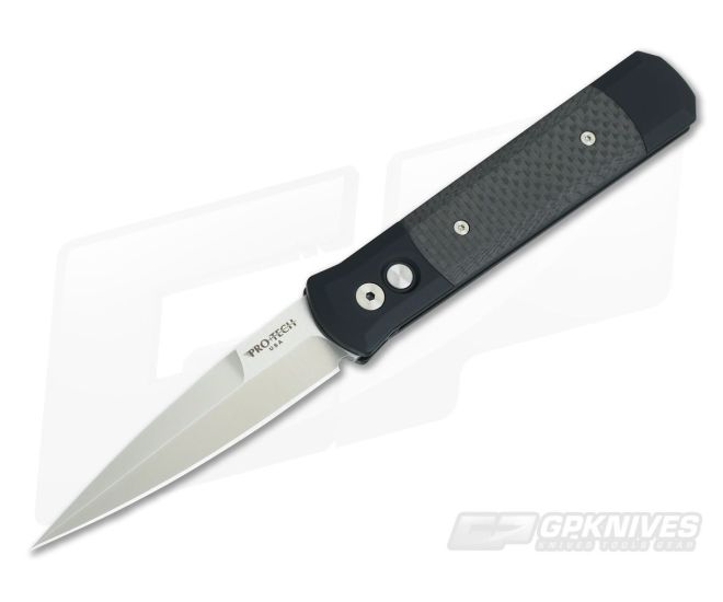 Protech Knives Godfather Satin Plain Edge Carbon Fiber Inlays 901 - PT-901