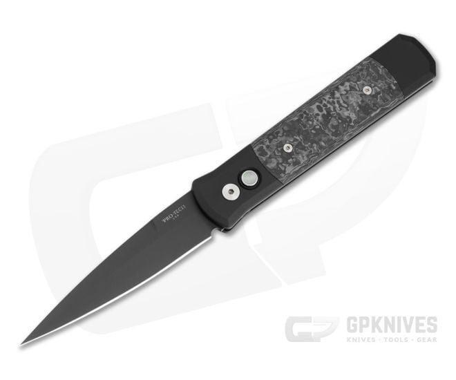 Protech Godfather Black Aluminum TechnoCarbo Black Carbon Fiber 154CM Black DLC Automatic Knife (4.00" Blade) 905-LTD TC Black - PT-905-LTD-TC-BLACK