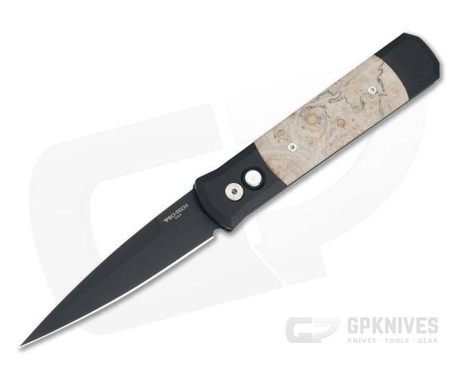Protech Godfather Maple Burl Wood Black DLC Blade - PT-906