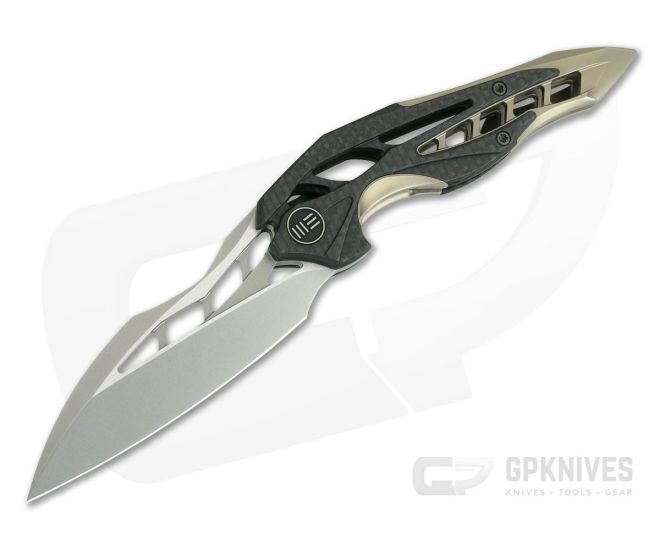 WE Knives Arrakis Isham Flipper Carbon Fiber Champagne Titanium Stonewashed M390 906CF-A - WE-906CF-A