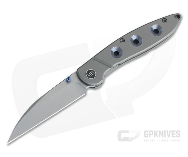 WE Knives 908B Schism Wharncliffe Blue Hole Titanium Frame Lock Stonewashed S35VN - WE-908B