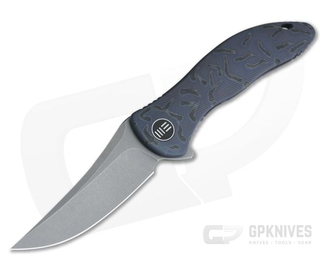 WE Knives 912B Synergy2 Integral Flamed Titanium Stonewashed M390 Trailing Point Flipper - WE-912B