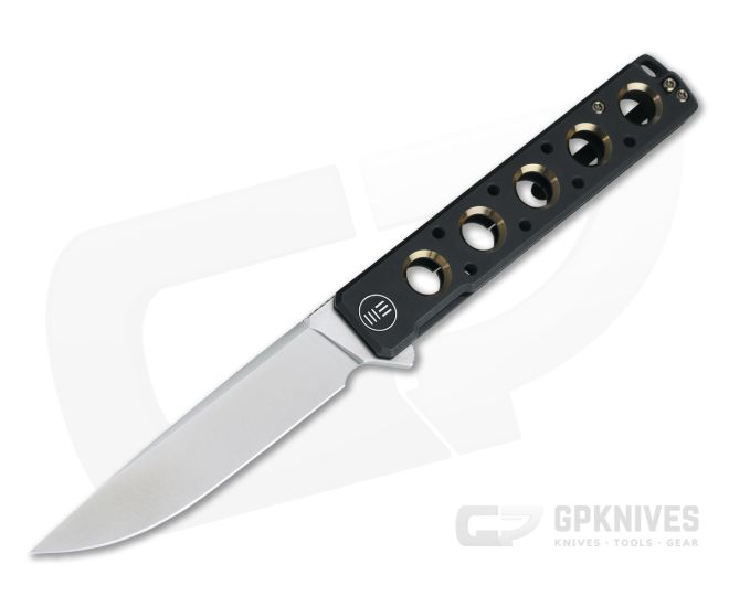 WE Knives Zinker Miscreant Satin S35VN Black with Gold Holes Frame Lock Flipper 913A - WE-913A