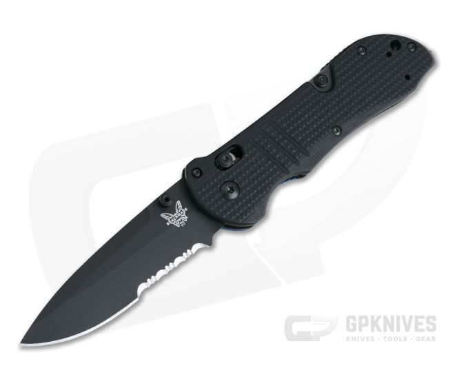 Benchmade 917SBK-1901 Thin Blue Line Tactical Triage AXIS Lock Black Serrated S30V Rescue Knife - BM-917SBK-1901
