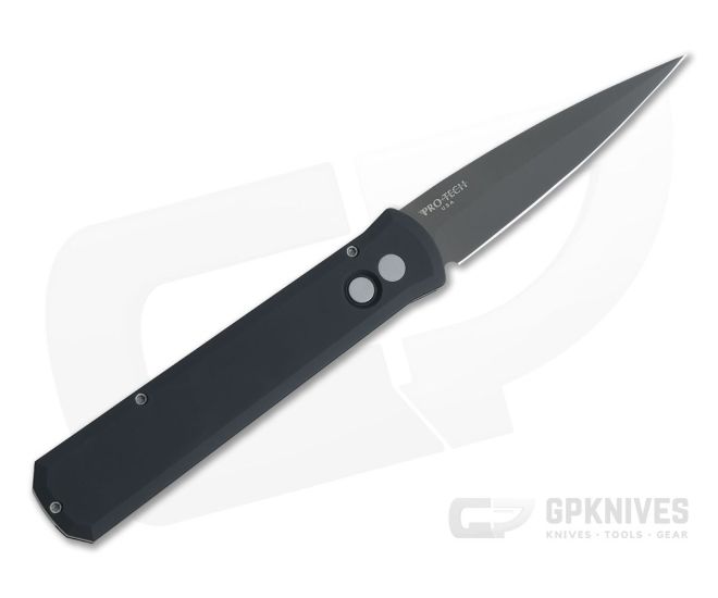 Protech Knives Godfather Left Hand Black DLC Solid Black Push Button Automatic 921-LH - PT-921-LH