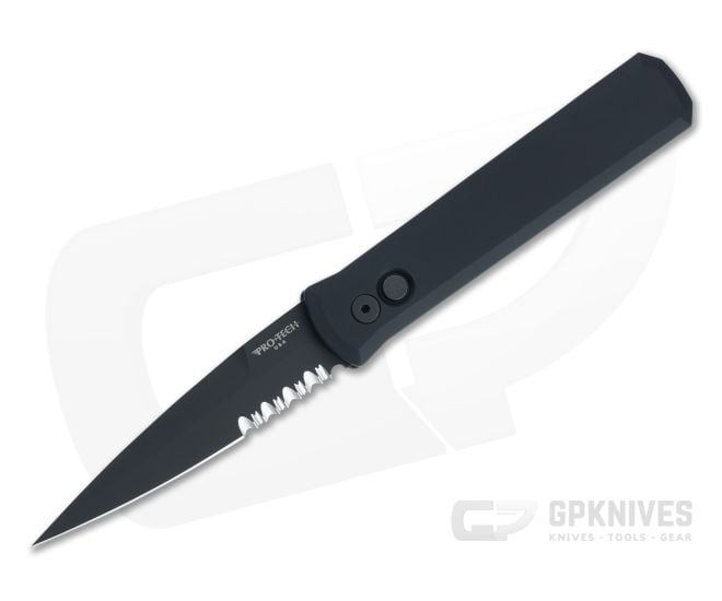 Protech Godfather SWAT Blackout Part Serrated Automatic Folder 921SWAT-PS - PT-921SWAT-PS