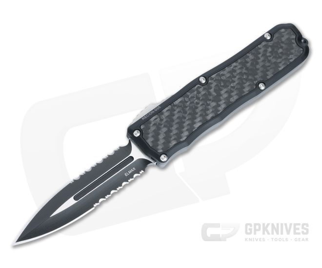 Guardian Tactical Recon-035 OTF Carbon Fiber Inlays Handle Two-Tone Serrated D/E Elmax Blade 92232 - GT-92232