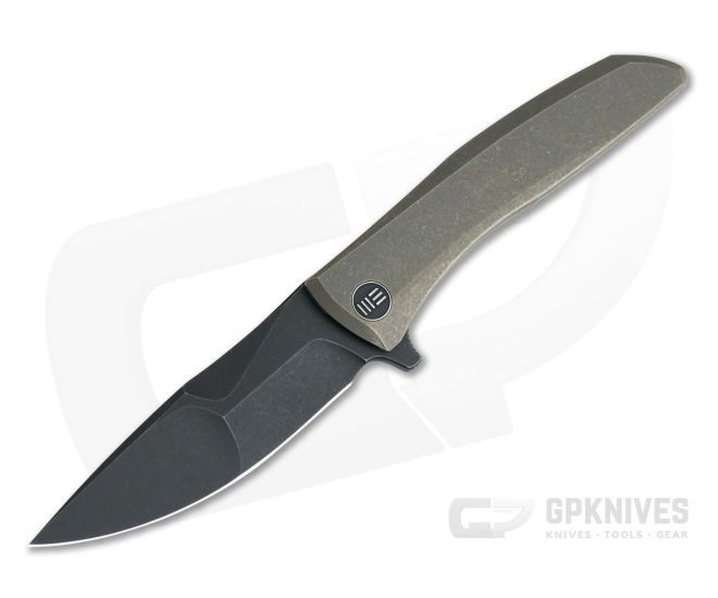 WE Knives 923C Scoppio Compound Ground Black Stonewashed CPM 20CV Bronze Titanium Flipper - WE-923C