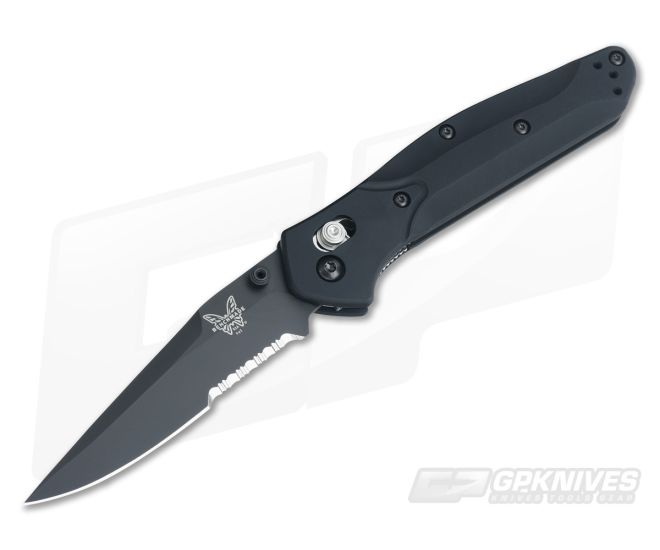 Benchmade 943SBK Osborne Clip Point Black Aluminum Black Serrated S30V AXIS Lock Folder - BM-943SBK