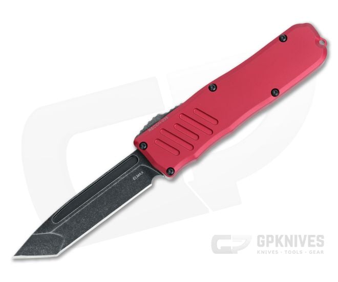 Guardian Tactical Recon-035 OTF Red Handle Dark Stonewash T/E Elmax Blade 94621-RED - GT-94621-RED