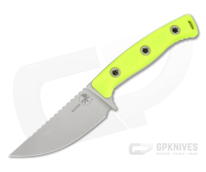 Microtech Akris High Visibility G10 M390MK Black Kydex Sheath Fixed Blade Hunting Knife (3.70" Blade) 95-10HV-5 - MT-95-10HV-5