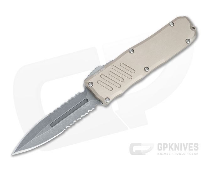 Guardian Tactical Recon-035 Stonewashed Elmax Serrated Double Edge Desert Tan OTF Automatic 97532 - GT-97532