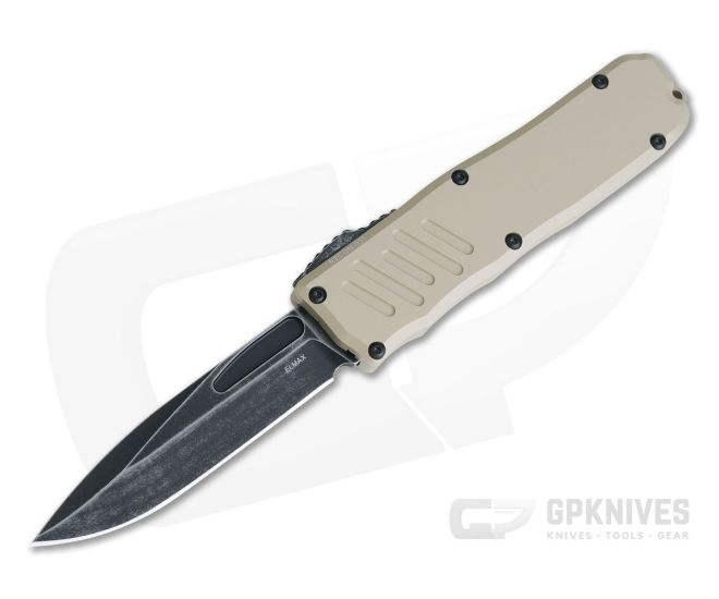 Guardian Tactical Recon-035 Dark Stonewashed Elmax Single Edge Desert Tan D/A OTF Automatic 97611 - GT-97611
