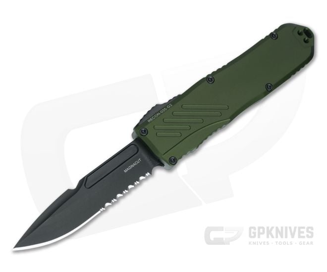 Guardian Tactical Recon-035 G2 Magnacut Black Serrated Green Auto - GT-98112-G2