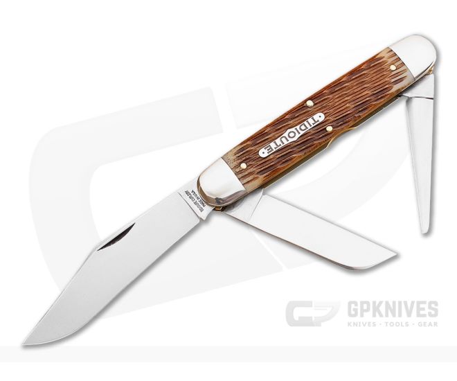 Tidioute #98 Texas Cattle Knife Amber Jig Bone - GEC-981316-AJB
