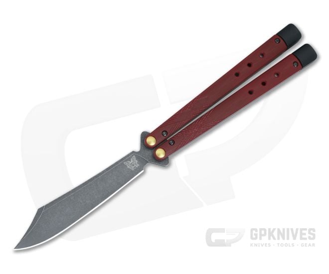 Benchmade 99BK-1 Necron Balisong Ruby Red G10 Scimitar Knife - BM-99BK-1