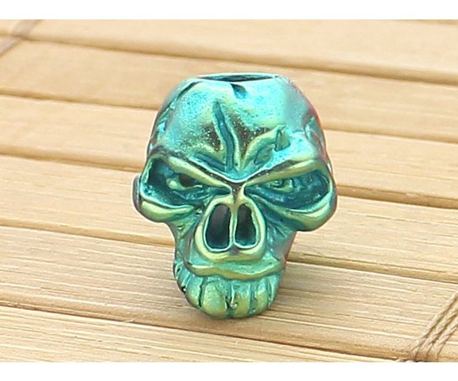 Schmuckatelli Emerson Skull Bead Titanium Green - ST-ETIG