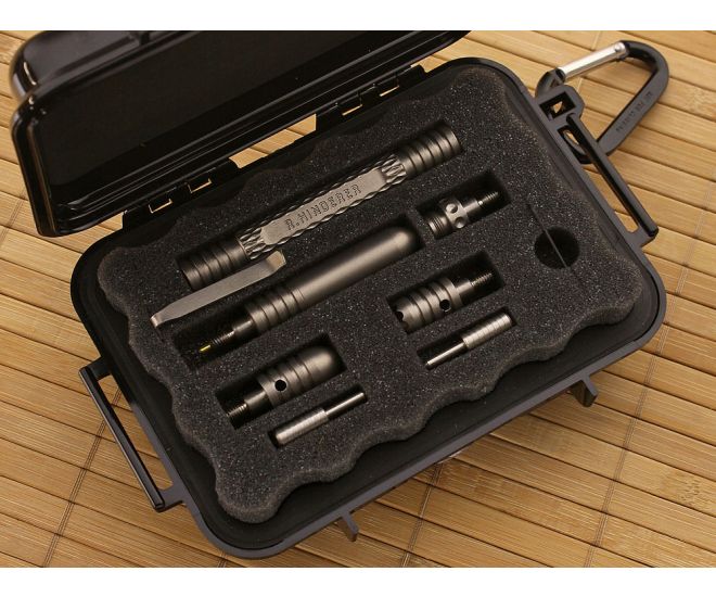 Hinderer Knives Modular Ti Kubaton Deluxe Set Blasted - HK-MKDTBB