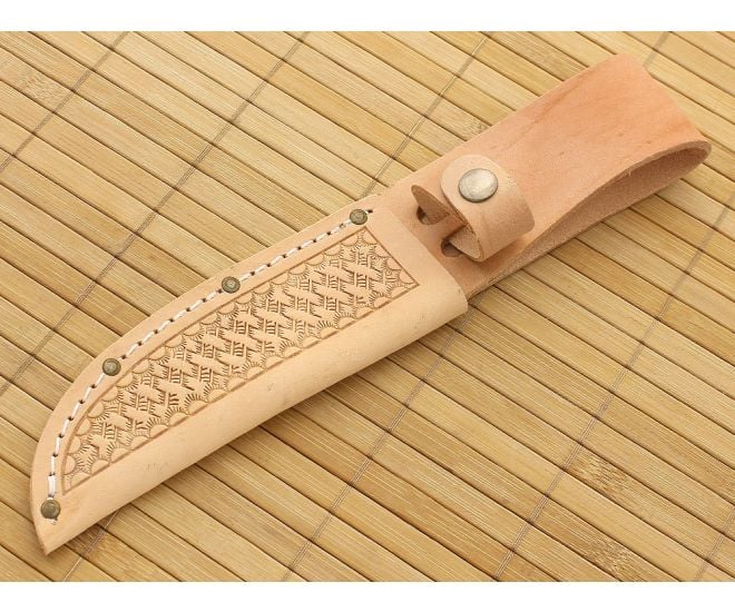 Leather Fixed Blade Knife Sheath 5" Tan - AC-SH209