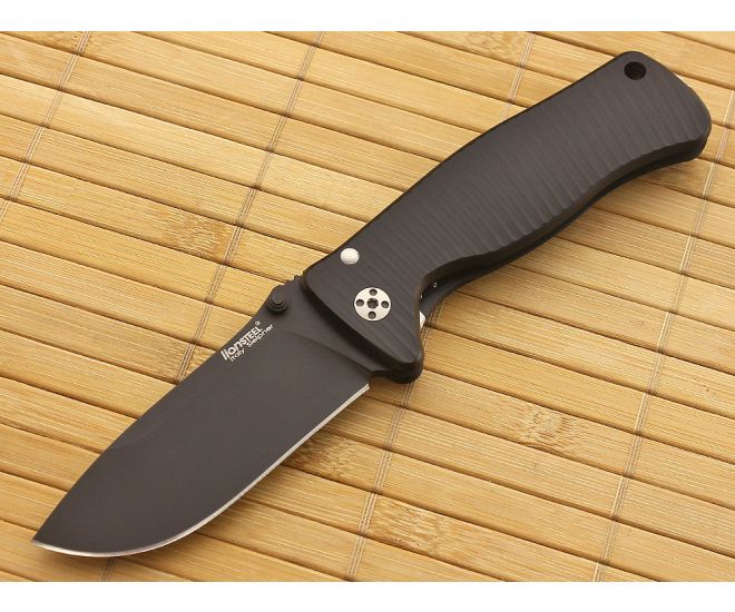 LionSteel SR-2 Mini Integral Folder Black Aluminum Black Blade - LS-SR2A-BB