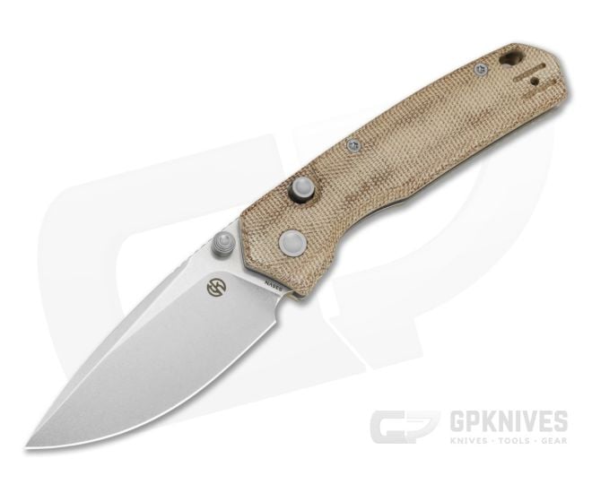 Vosteed Psyop 299 Natural Micarta S35VN Stonewash Button Lock Folding Knife (2.99") - VSD-A2229